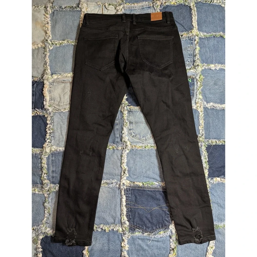 Crysp Denim Jeans Black Distressed Rip Moto Skinny Fit Men's 31 (32x29)‎